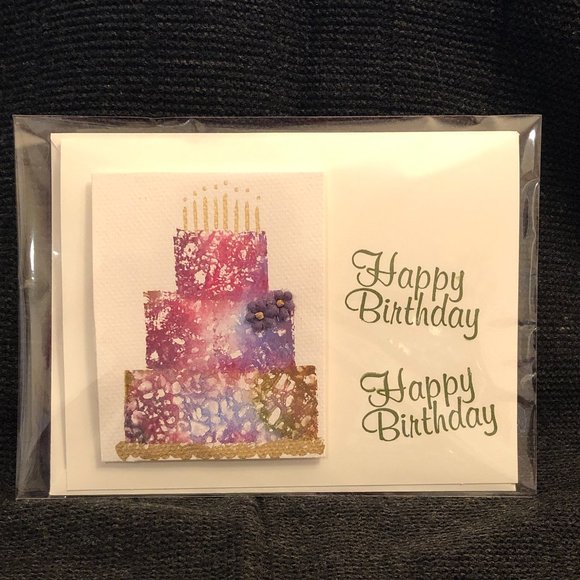 Handmade Watercolor Birthday Greeting Card- Blank Inside - Picture 1 of 4